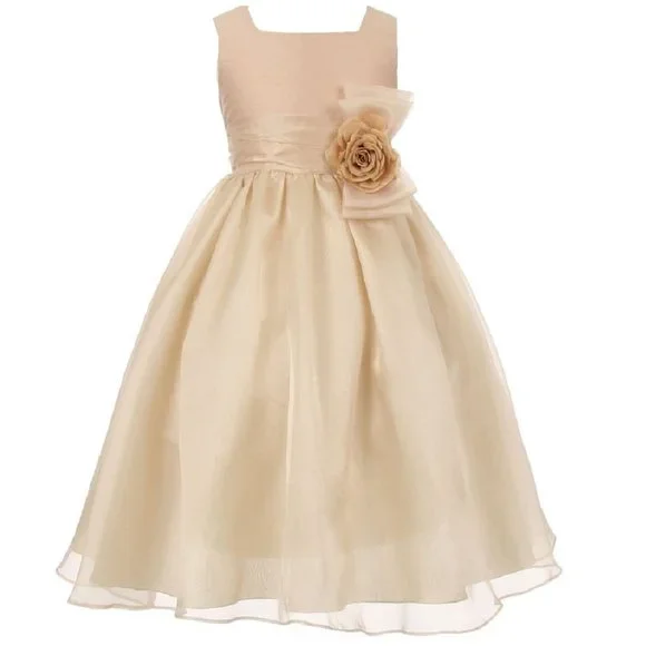 Bny Corner | Dresses | Big Girls Two Tone Square Neck Easter Party Wedding  Holiday Flower Girl Dress | Poshmark